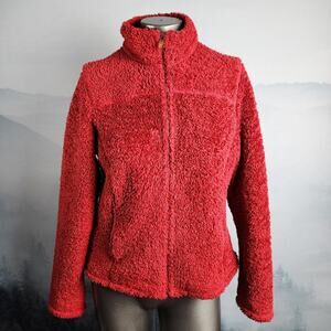 L.L. Bean Polartec Hi-Pile Red Berber Sherpa Fleece Jacket | Women's M-Reg